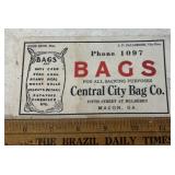 VINTAGE INK BLOTTER-"CENTRAL CITY BAG CO."