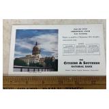 VINTAGE INK BLOTTER-"1953" "CITIZENS & SOUTHERN BA