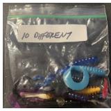 (10) "DIFFERENT" RUBBER FISHING WORMS