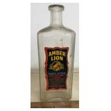 VINTAGE BOTTLE W/LABEL-"AMBER LION"
