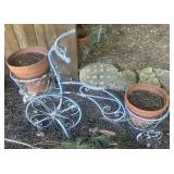 GARDEN DECOR-METAL TRIKE W/FLOWER POTS