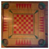 VINTAGE WOODEN CARROM BOARD-"NO STICKS"