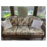 WICKER ENCLOSED PORCH SOFA W/CUSHIONS & PILLOWS