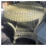 WICKER ENCLOSED PORCH TABLE-APPROX. 28" DIAMETER
