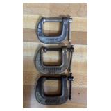 (3)VINTAGE "C" CLAMPS-ASSORTED/CHECK OUT THE PIC