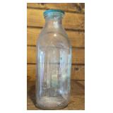 1-QUART GLASS DAIRY BOTTLE W/"HANDY