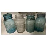 (4)BALE~TOP FRUIT/CANNING JARS-ASSORTED