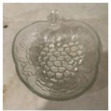 LARGE GLASS BOWL-"APPLE/STRAWBERRY" DESIGN