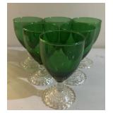 (6)STEMWARE GLASSES-GREEN & CLEAR