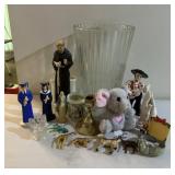 COLLETIBLE FIGURES W/LARGE GLASS VASE-CHECK IT OUT