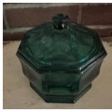 GLASS CANDY DISH W/LID-GREEN