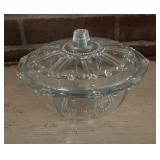 MID~CENTURY GLASS CANDY DISH W/LID-CLEAR