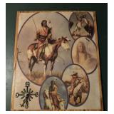 DECOR CLOCK-NATIVE AMERICAN DESIGN/APPROX. 16"x20"