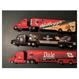 (3)TOY SEMI CAR HAULERS-ASSORTED/APPROX. 12" LONG