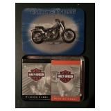 PLAYING CARDS W/TIN-"HARLEY DAVIDSON"/BLUE