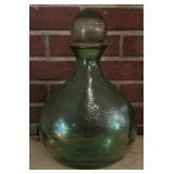 VINTAGE GLASS DECANTER-GREEN/APPROX. 15" TALL