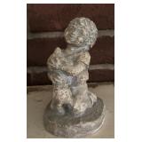 VINTAGE DECOR ITEM-"CHILD & DOG".APPROX. 6" TALL