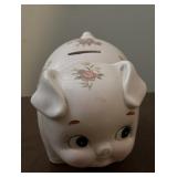 COIN BANK-"PIG"/FLORAL DESIGN