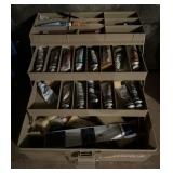 METAL TACKLE BOX W/PAINT SUPPLIES-CHECK IT OUT
