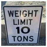 FEDERAL/STATE REGULATORY SIGN-'WEIGHT LIMIT~10TON'