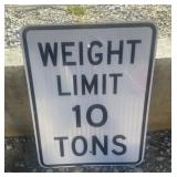 FEDERAL/STATE REGULATORY SIGN-'WEIGHT LIMIT~10TON'