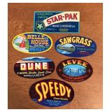 (6)VINTAGE CRATE LABELS-ASSORTED/1940