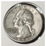 1958-D WASHINGTON QUARTER (90% SILVER)