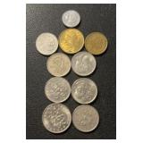 (BAG OF 10) "DIFFERNT" FOREIGN COINS