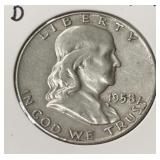 1958-D FRANKLIN HALF DOLLAR (90% SILVER)