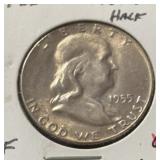1955 FRANKLIN HALF DOLLAR (90% SILVER) (XF)