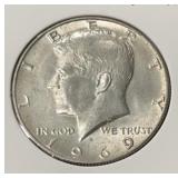 1969-D KENNEDY HALF DOLLAR (40% SILVER)