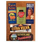 (5)VINTAGE CRATE LABELS-1940