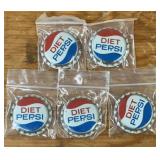 (5 COUNT) "UNUSED" SODA BOTTLE CAP-"DIET PEPSI"