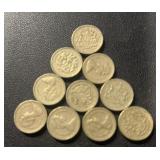 (BAG OF 10) 1983~1977 "BRITISH" ***ELIZABETH II***