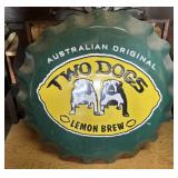 DECOR-LARGE BOTTLE CAP/"TWO DOGS"