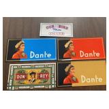 (5)VINTAGE CIGAR BOX LABELS-ASSORTED/'1940's-1960'