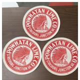 (3)'LARGE' LABEL-'POWHATAN LIME CO.'-BY THE PIECE