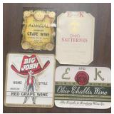 (4)VINTAGE 'WINE BOTTLE' LABELS-'1930-1950'