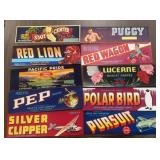 (10)VINTAGE CRATE LABELS-ASSORTED/'1930~1960'