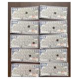 (10)VINTAGE 'STOCK CERTIFICATE: COUPONS