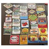 (29)VINTAGE SOFT DRINK BOTTLE LABELS-'1920-1950'