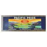 (5 COUNT) VINTAGE CRATE LABEL-'PACIFIC PRIDE'