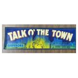 (4 COUNT) VINTAGE CRATE LABEL-'TALK O' THE TOWN'