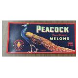 (5 COUNT) VINTAGE CRATE LABEL-'PEACOCK'