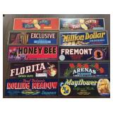 (10)VINTAGE CRATE LABELS-ASSORTED/'1930-1960'