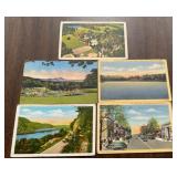 (5)VINTAGE 'LINEN' POSTCARDS-'1930's-1960'