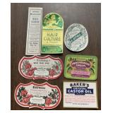 (7)VINTAGE 'PERFUME' BOTTLE LABELS-'1920's-1950's'