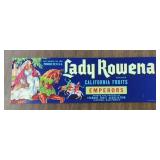 (4 COUNT) VINTAGE CRATE LABEL-'LADY ROWENA'