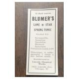 (10 COUNT) VINTAGE 'PHARMACY BOTTLE' LABEL-'BLUMER