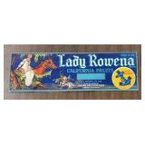 (5 COUNT) VINTAGE CRATE LABEL-'LADY ROWENA'
